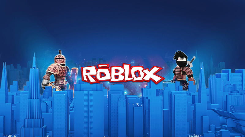 Roblox Characters On Buildings With Lightning Blue Background Games, HD wallpaper