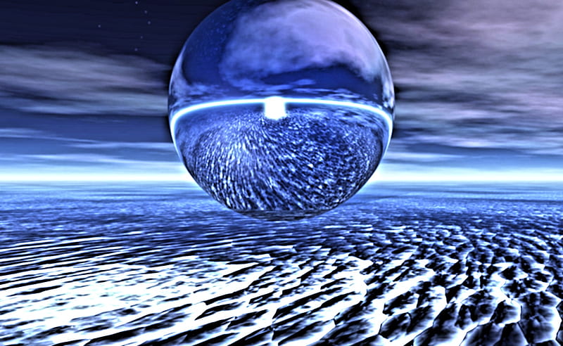 The Blue Reflection, cool, nice, sphere, blue, HD wallpaper