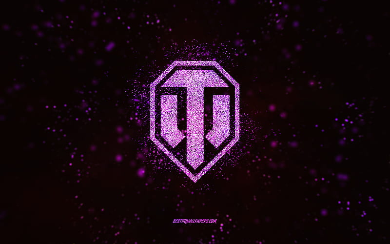 WOT glitter logo, , black background, World of Tanks logo, WOT logo, purple glitter art, WOT, creative art, WOT purple glitter logo, World of Tanks, HD wallpaper