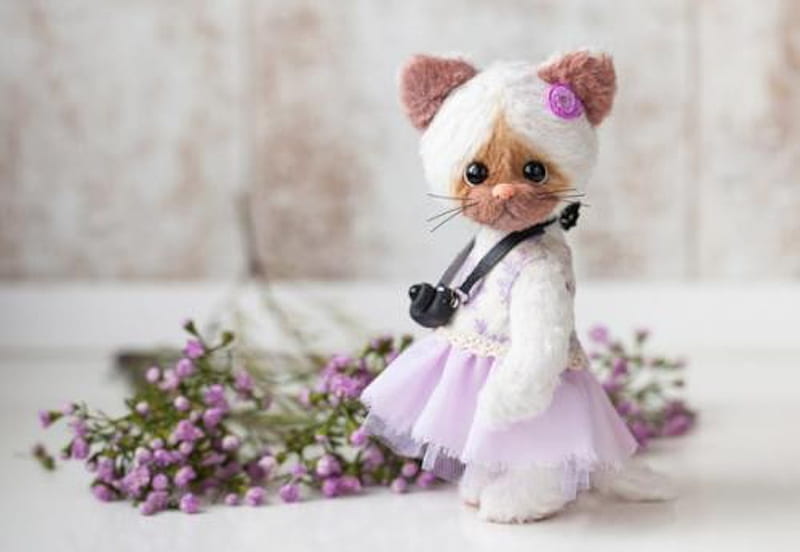 Cuddly Toy, toy, cute, Animal, flowers, HD wallpaper