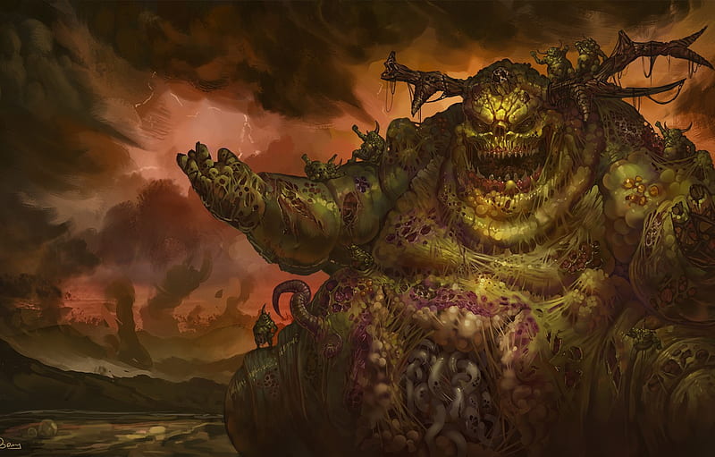 the demon, demon, chaos, chaos, Nurgl, Warhammer, plague, Warhammer 40 000, plague, Nurgle, The Great Unclean, great unclean one for , section фантастика, HD wallpaper