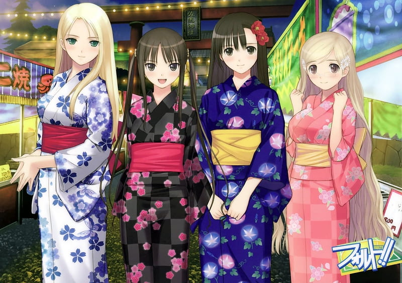 Matsuri Girls, pretty, tony taka, cg, game, kimono, girl, anime, love,  matsuri, HD wallpaper | Peakpx