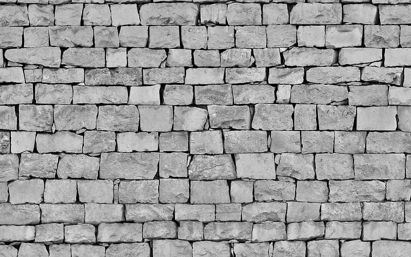 gray bricks background, macro, gray bricks, gray brickwall, bricks textures, brick wall, bricks background, bricks, wall, gray stone background, identical bricks, HD wallpaper