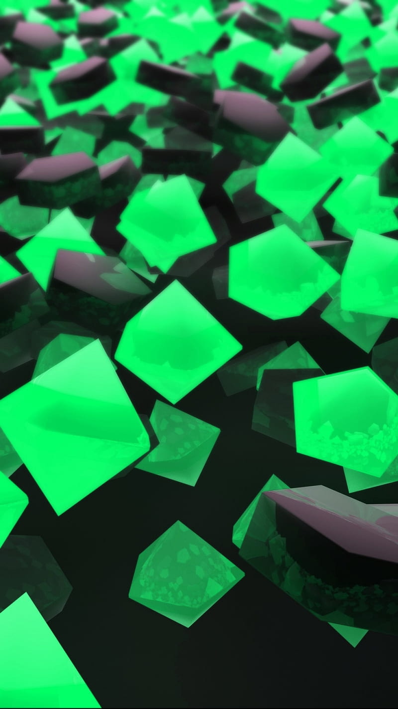 Green Cubes, abstract, HD phone wallpaper