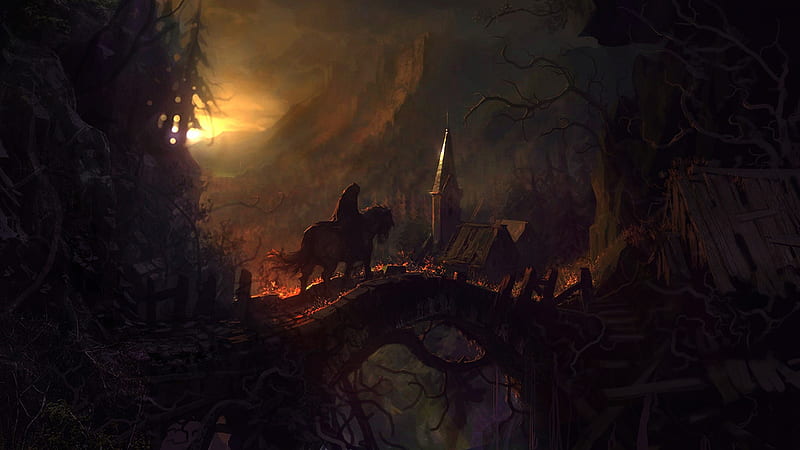 Castlevania: Lords of Shadow, forest, church, Castlevania, sunset - Rare Gallery, HD wallpaper