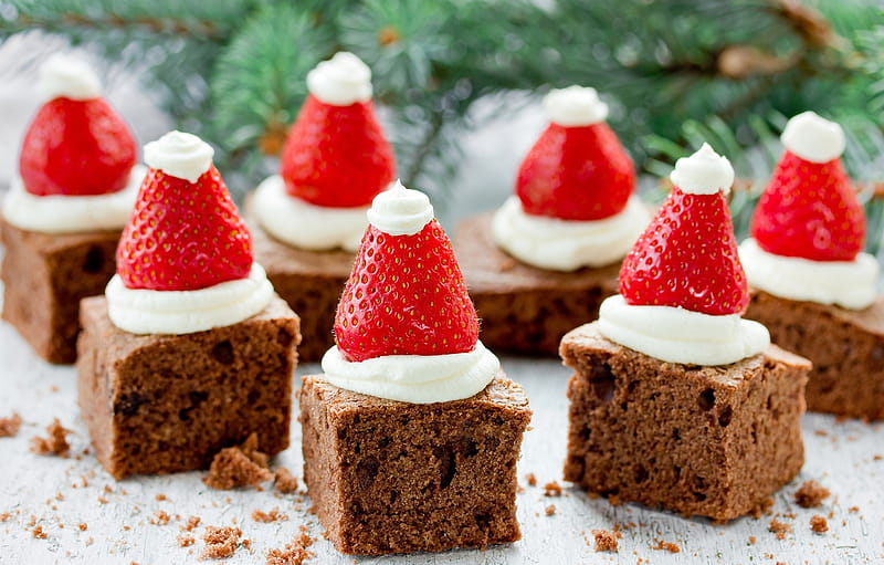 strawberry, cake, Christmas, cake, cream, cakes, strawberry, sweets for , section еда, HD wallpaper