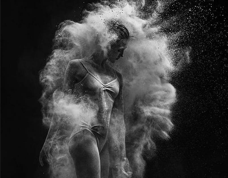 Ethereal The Dance, etheral women, black and white, women are special, Alexander Yakovlev, lips nails eyes hair art, delicate, female trendsetters, HD wallpaper