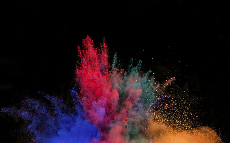 Powder explosion, color, colour, explosions, paint, sk, smoke, splash, HD wallpaper