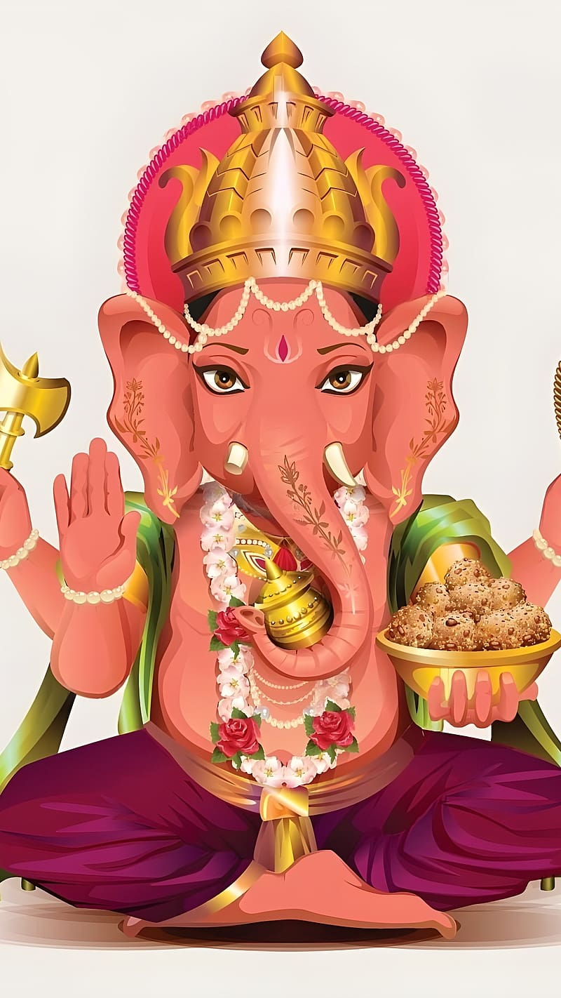 Shri Ganesh Ji Ke, Painting Art, animation, lord, god, ganpati ji, HD phone wallpaper