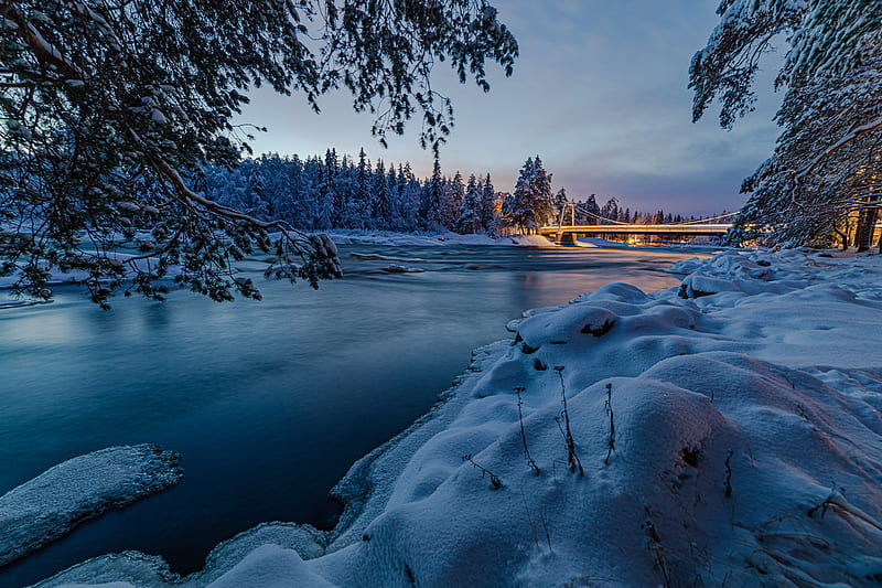 Rivers Forests Finland , snow, winter, nature, HD wallpaper