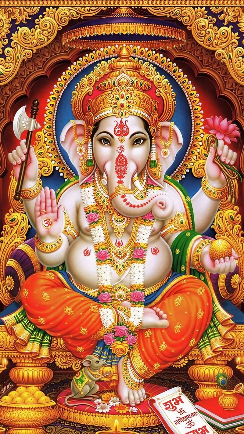Ganpati Bappa Ke, Lord Animated, god, ganpati bappa, HD phone wallpaper