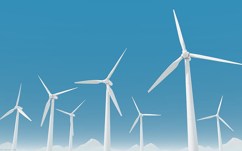 wind power, wind turbines, alternative energy, energy, blue sky, HD wallpaper