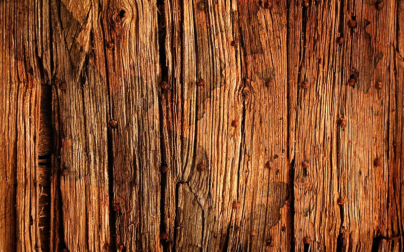 brown wooden texture, close-up, wooden backgrounds, wooden textures, brown backgrounds, macro, nailed wooden boards, brown wood, brown wooden background, HD wallpaper