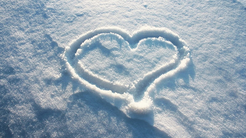 heart shape on the snow-beautiful winter landscape, HD wallpaper