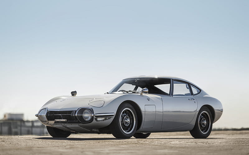 Toyota 2000GT, 1968, retro sports coupe, silver classic car, Silver 2000GT, Toyota, HD wallpaper