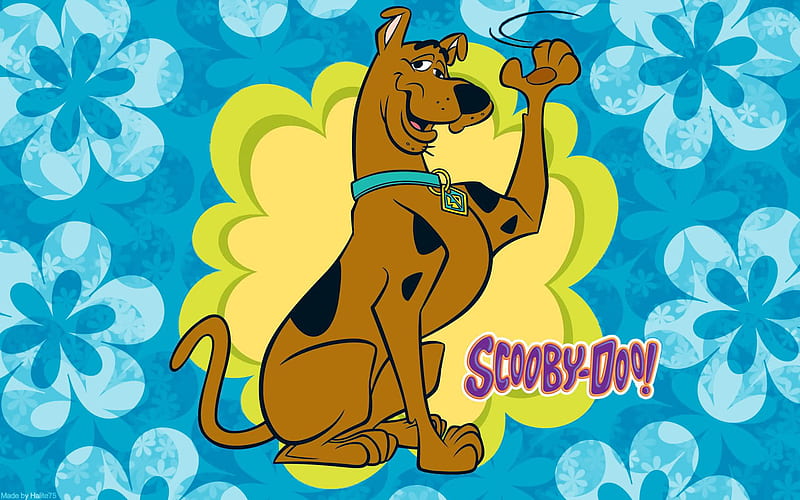 Scooby Doo, flowers, cartoon, dog, HD wallpaper