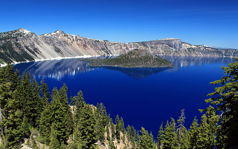 Crater Lake, oregon, water, mountains, national park, bonito, majestic, blue, HD wallpaper