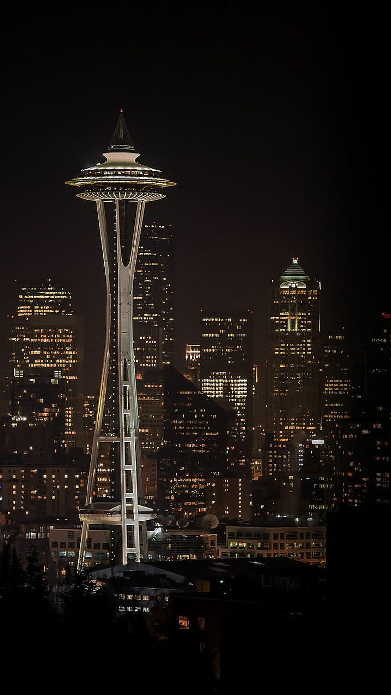 Seattle, city, lights, skyline, HD phone wallpaper | Peakpx