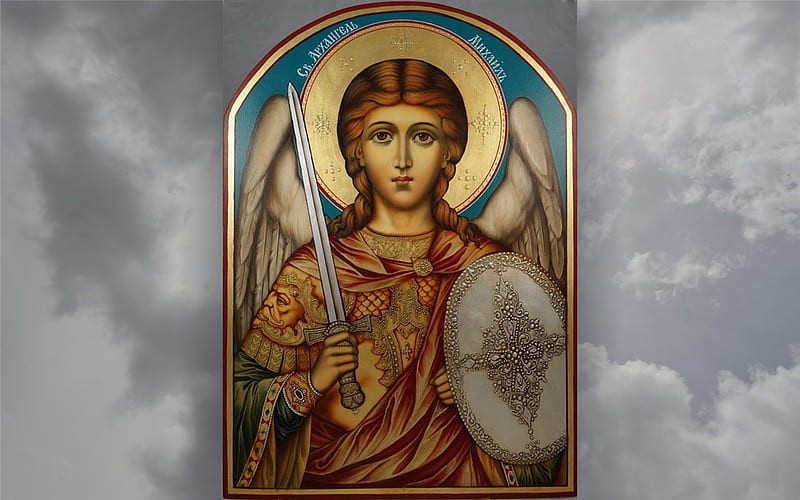 Archangel Michael, wings, Michael, archangel, angel, saint, sword, HD wallpaper