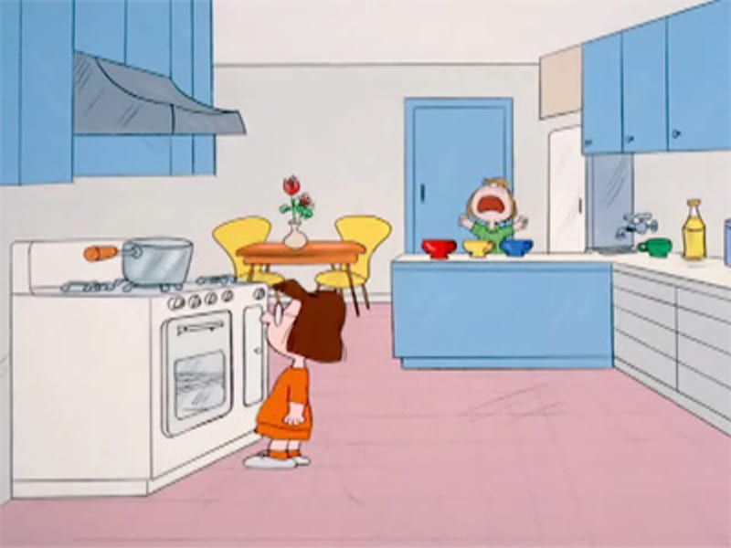 marcie and peppermint patty in kitchen, peppermint patty, marcie, peanuts, HD wallpaper