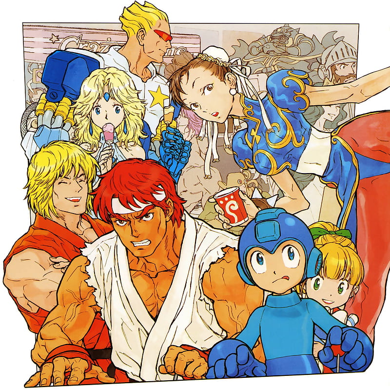 Capcom Characters, captain commando, chun-li, ken masters, mega man, poison, princess guinevere, roll, ryu, sir arthur, sylphie, HD phone wallpaper