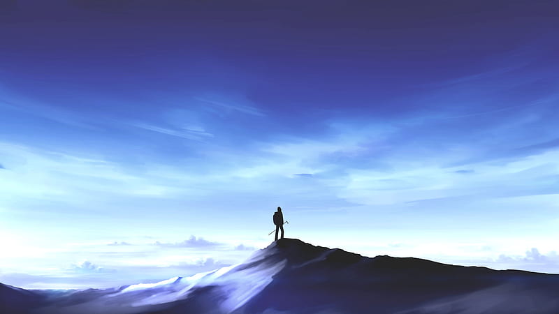 Silhouette of couple on the Mountain, Anime Digital Art illustration for  background wallpaper. Generative AI Stock Illustration | Adobe Stock