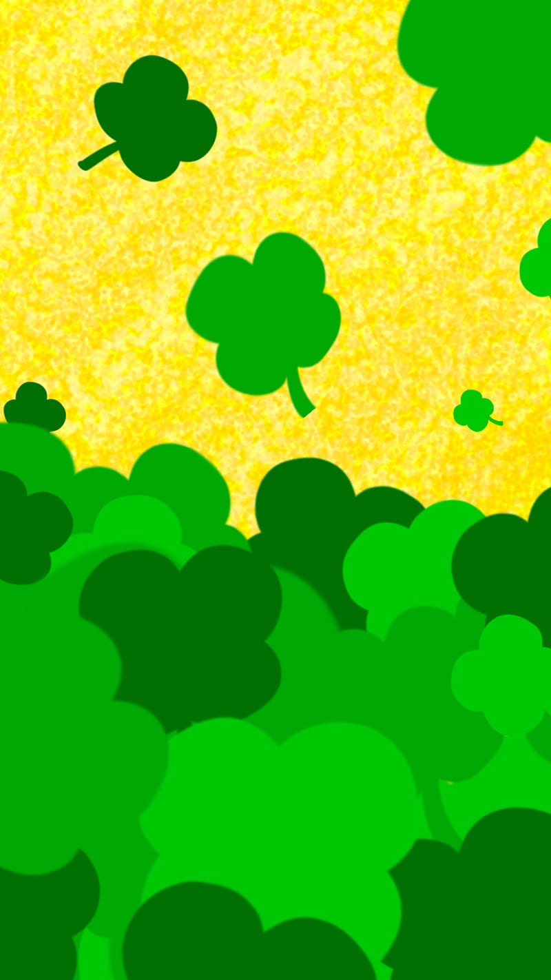 Four leaf clovers, lucky, gold, green, st patricks day, HD phone wallpaper