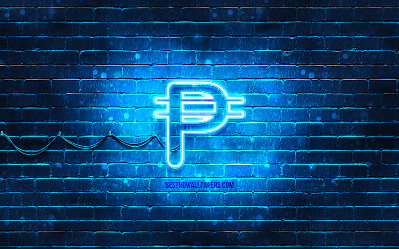 Philippine peso neon icon blue background, currency, neon symbols, Philippine peso, neon icons, Philippine peso sign, currency signs, Philippine peso icon, currency icons, HD wallpaper