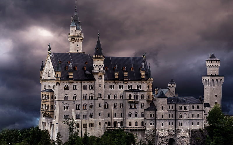 Neuschwanstein Castle, beautiful castle, romantic places, castles of Germany, Bavaria, Germany, HD wallpaper