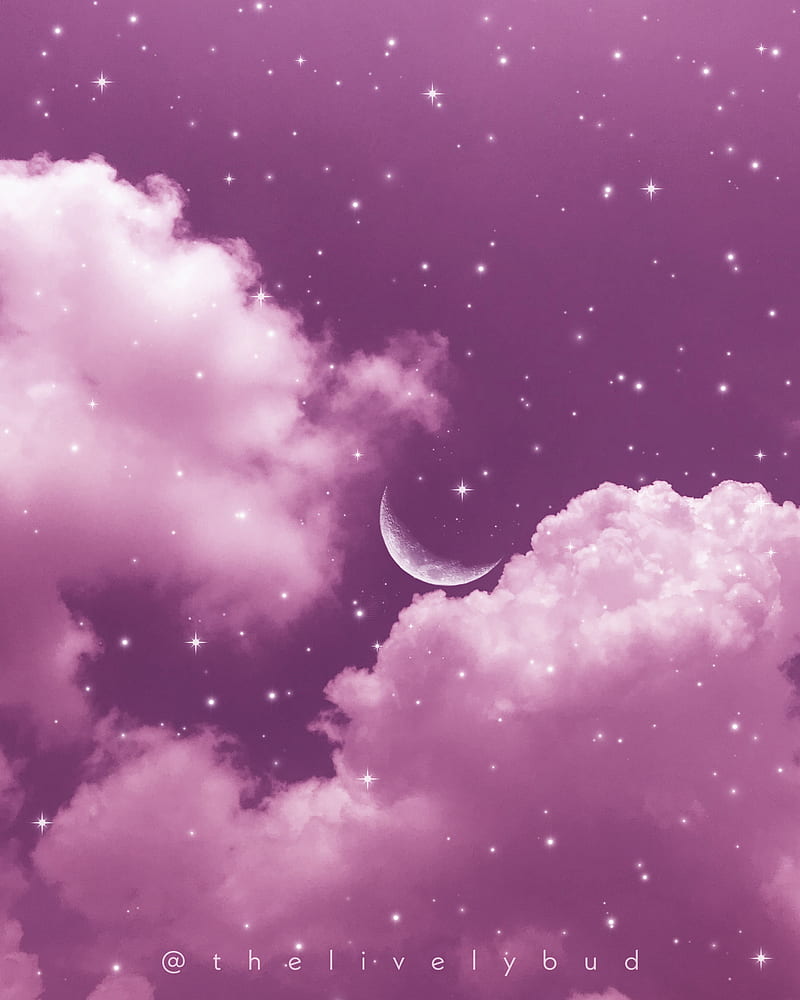 Aesthetic sky 10, background, clouds, galaxy, iphone, moon, nature, purple,  stars, HD phone wallpaper | Peakpx