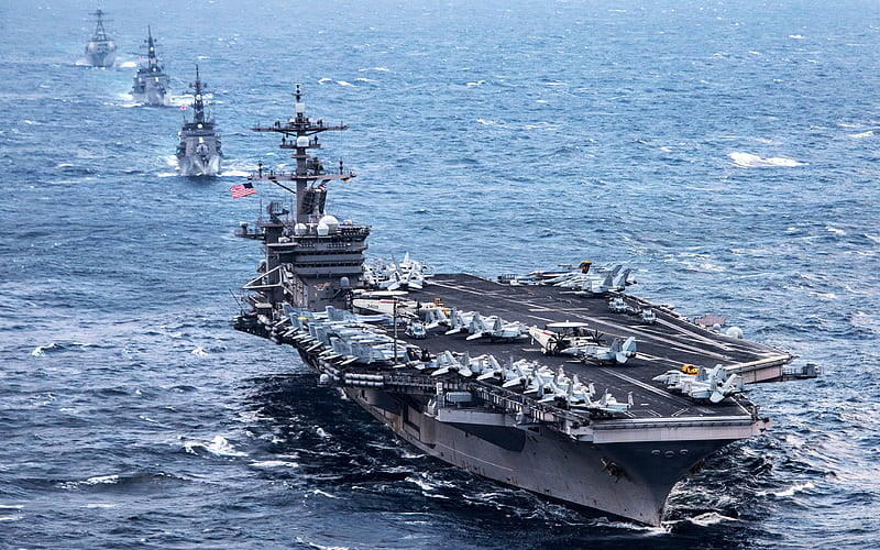 USS Carl Vinson, nuclear-powered aircraft carrier, CVN 70, American aircraft carrier, US Navy, US destroyers, USA, Nimitz, HD wallpaper