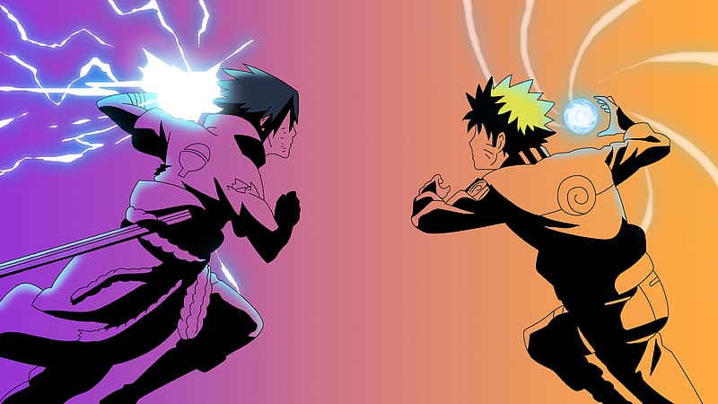 Sasuke and Naruto Fight Art, HD wallpaper