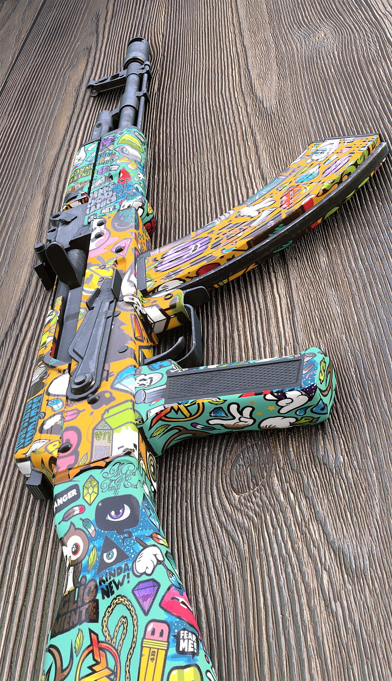 Ak 47 Gun Colourful Animation Wallpaper Download