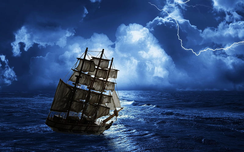 sailing ship storm-High Quality, HD wallpaper