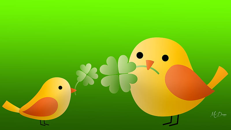 Saint Patricks Birds, march, saint patricks day, Firefox theme, four leaf clover, green, birds, shamrocks, HD wallpaper