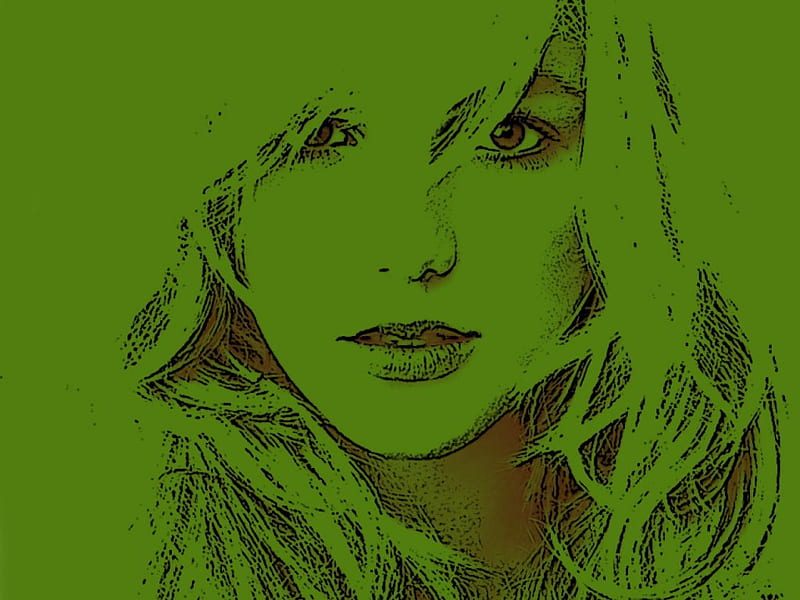 green girl, girls, eyes, green, girl, HD wallpaper