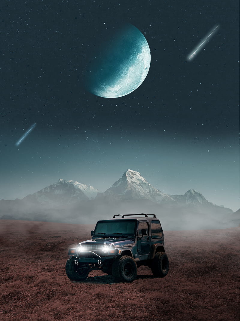 HD car and the moon wallpapers | Peakpx