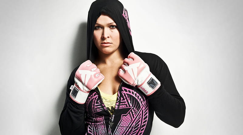 Ronda Rousey, mma, UFC, fighter, pink gloves, HD wallpaper