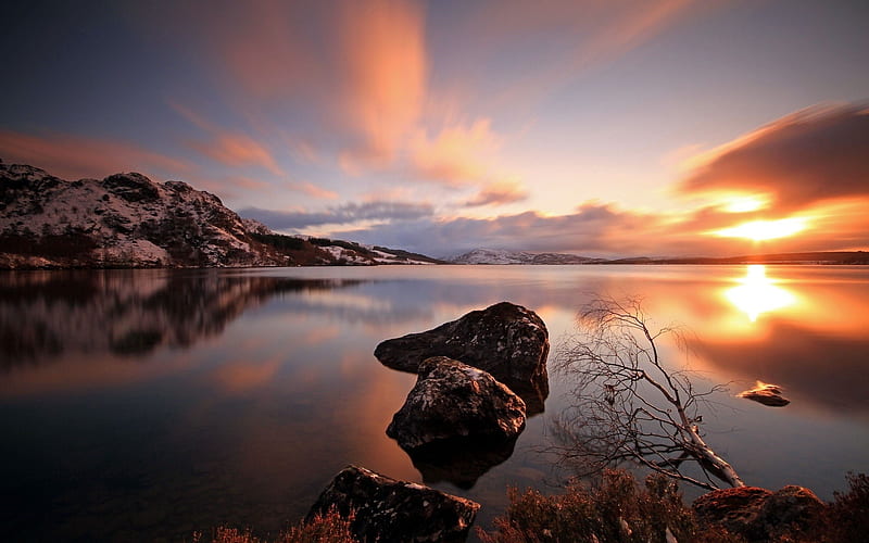 Bergen lake sunset-Wonderful Nature, HD wallpaper