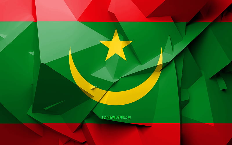 Flag of Mauritania, geometric art, African countries, Mauritanian flag, creative, Mauritania, Africa, Mauritania 3D flag, national symbols, HD wallpaper