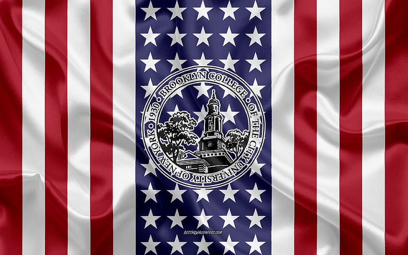 Brooklyn College Emblem, American Flag, Brooklyn College logo, Brooklyn, New York, USA, Brooklyn College, HD wallpaper