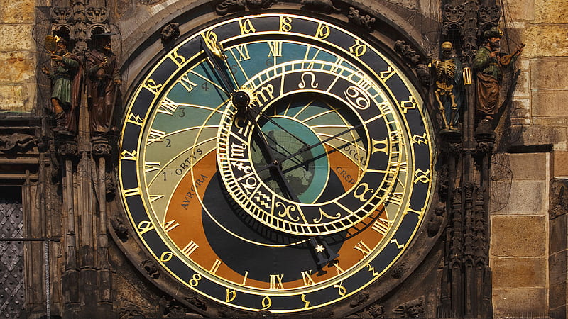 Prague Astronomical Clock skeleton, death, prague, czech, clock, astronomical, orloj, statues, medieval, saint, republick, HD wallpaper