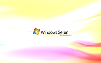 Windows 7, abstract waves, Se7en, orange background, Windows Seven, HD wallpaper