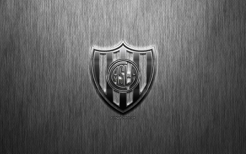San Lorenzo de Almagro, Argentine football club, steel logo, emblem, gray metal background, Buenos Aires, Argentina, football, San Lorenzo FC, HD wallpaper