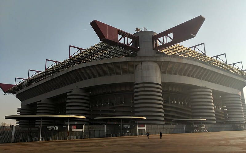 San Siro, football stadium Giuseppe Meazza, International FC, Milan FC, modern sports arena, HD wallpaper