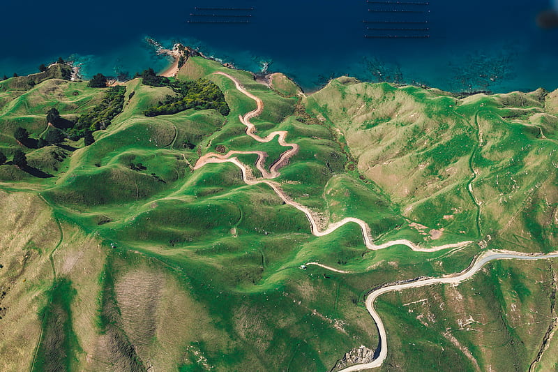 aerial graphy of mountain ridge, HD wallpaper