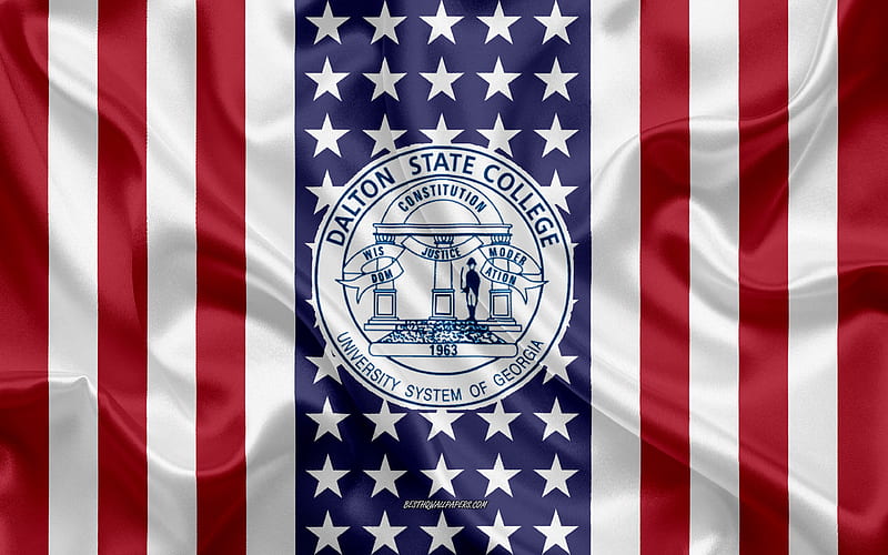 Dalton State College Emblem, American Flag, Dalton State College logo, Dalton, Georgia, USA, Emblem of Dalton State College, HD wallpaper