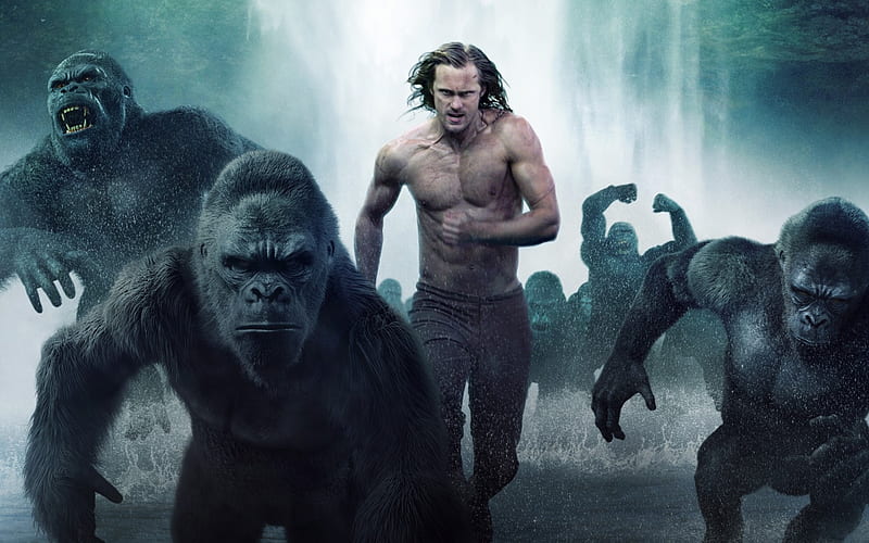 The legend of tarzan, man, gorilla, tarzan, animal, HD wallpaper | Peakpx