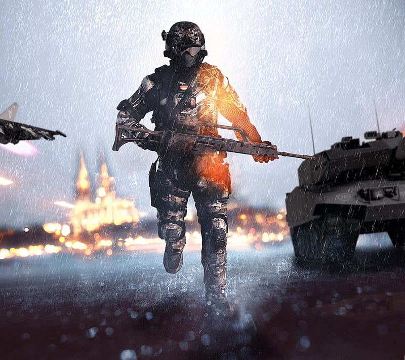 Battlefield 4, army, battlefield, rain, soldier, video games, HD wallpaper