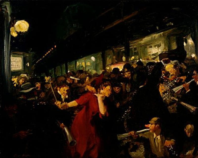 John Sloan - Election Night, 1907, painting, new york, america, twentieth century, HD wallpaper